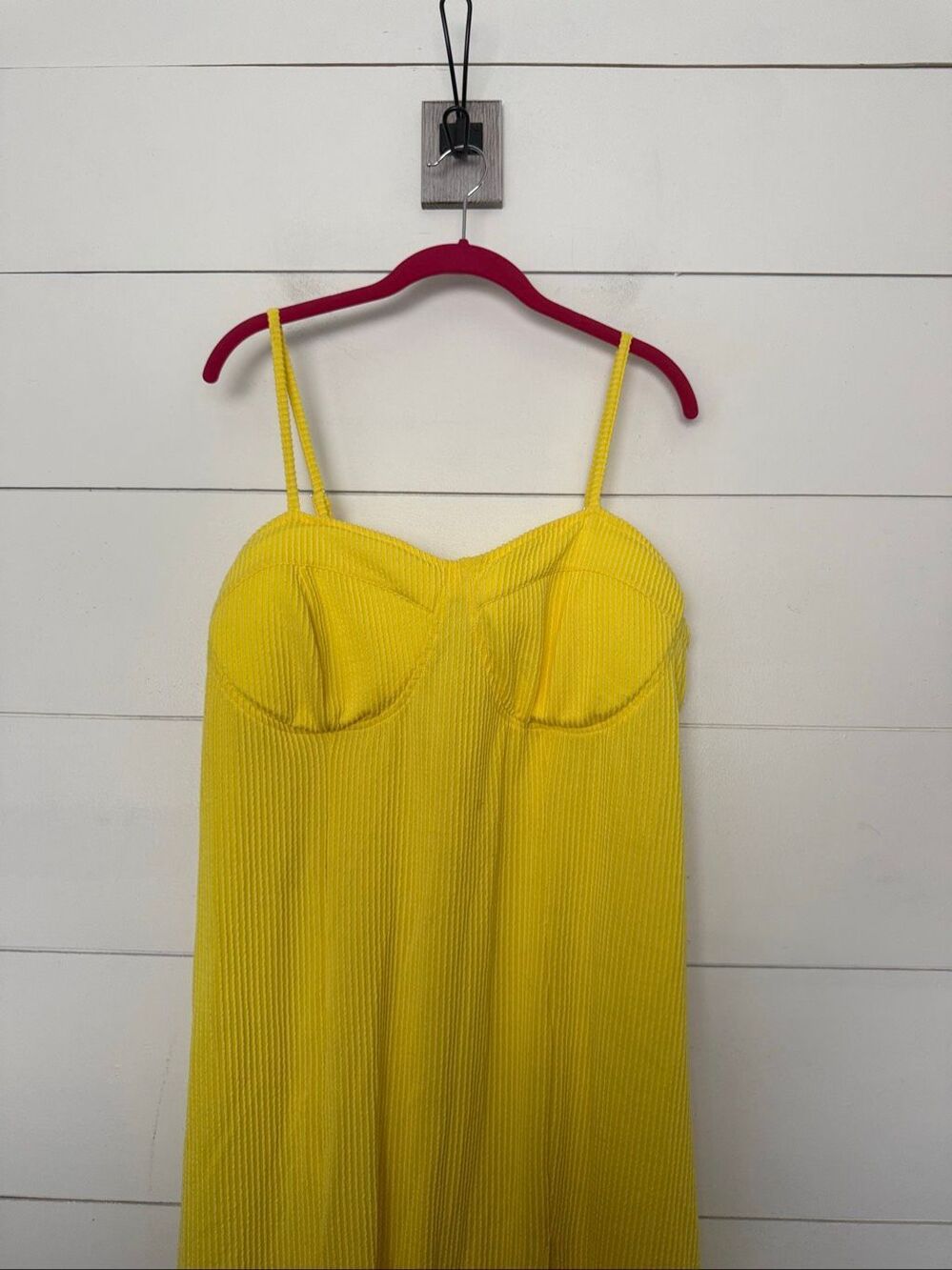 Jolie & Joy Women’s 1X Yellow Sweetheart Neckline Dress Maxi Stretchy Plus Size